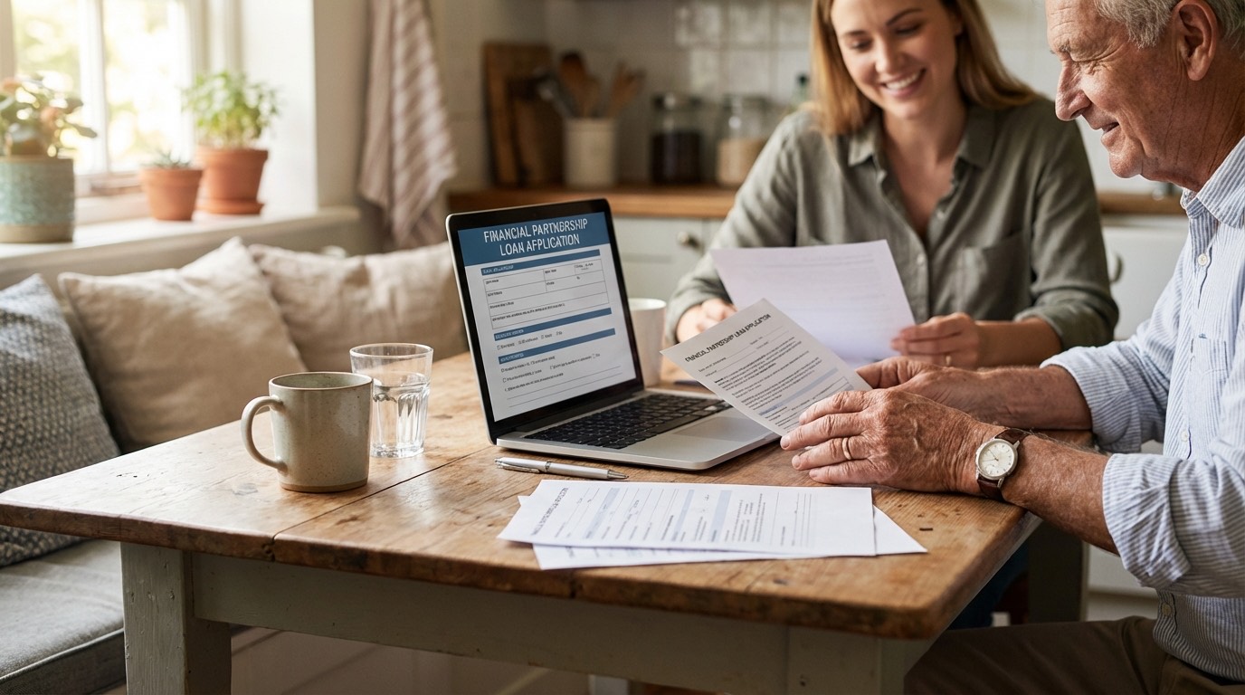 A borrower and cosigner reviewing a personal loan application together